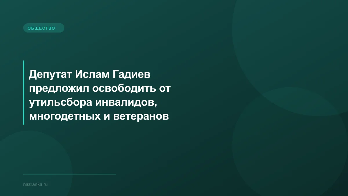 Депутат Ислам Гадиев предложил освободить от утильсбора инвалидов, многодетных и ветеранов