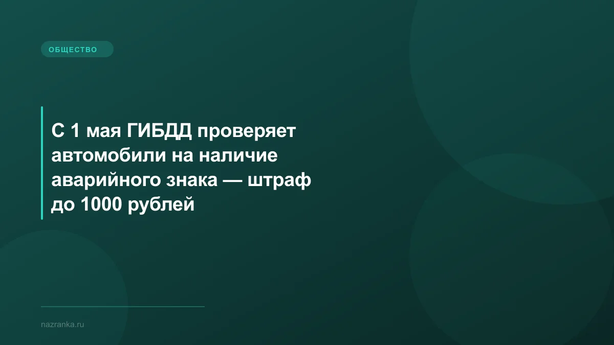 С 1 мая ГИБДД проверяет автомобили на наличие аварийного знака — штраф до 1000 рублей