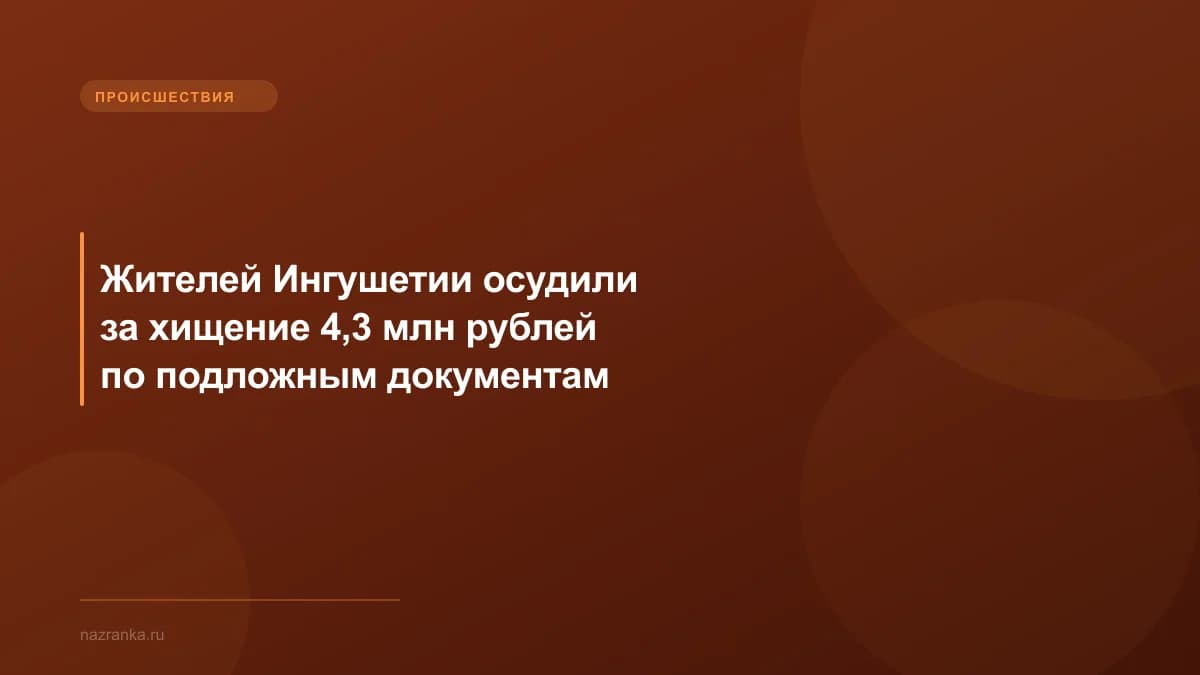 Жителей Ингушетии осудили за хищение 4,3 млн рублей по подложным документам