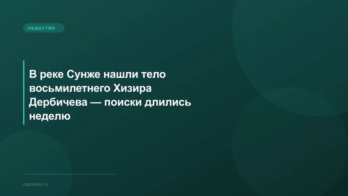 В реке Сунже нашли тело восьмилетнего Хизира Дербичева — поиски длились неделю
