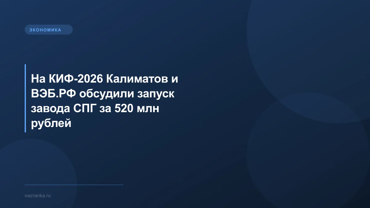 На КИФ-2026 Калиматов и ВЭБ.РФ обсудили запуск завода СПГ за 520 млн рублей