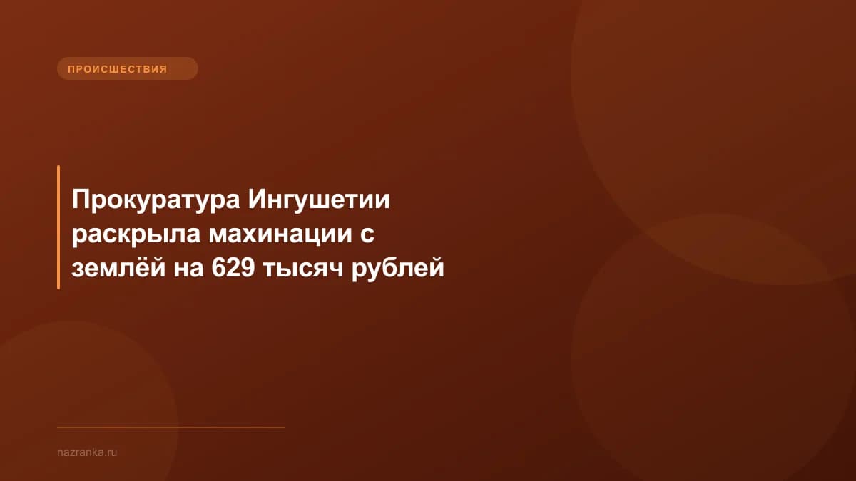 Прокуратура Ингушетии раскрыла махинации с землёй на 629 тысяч рублей