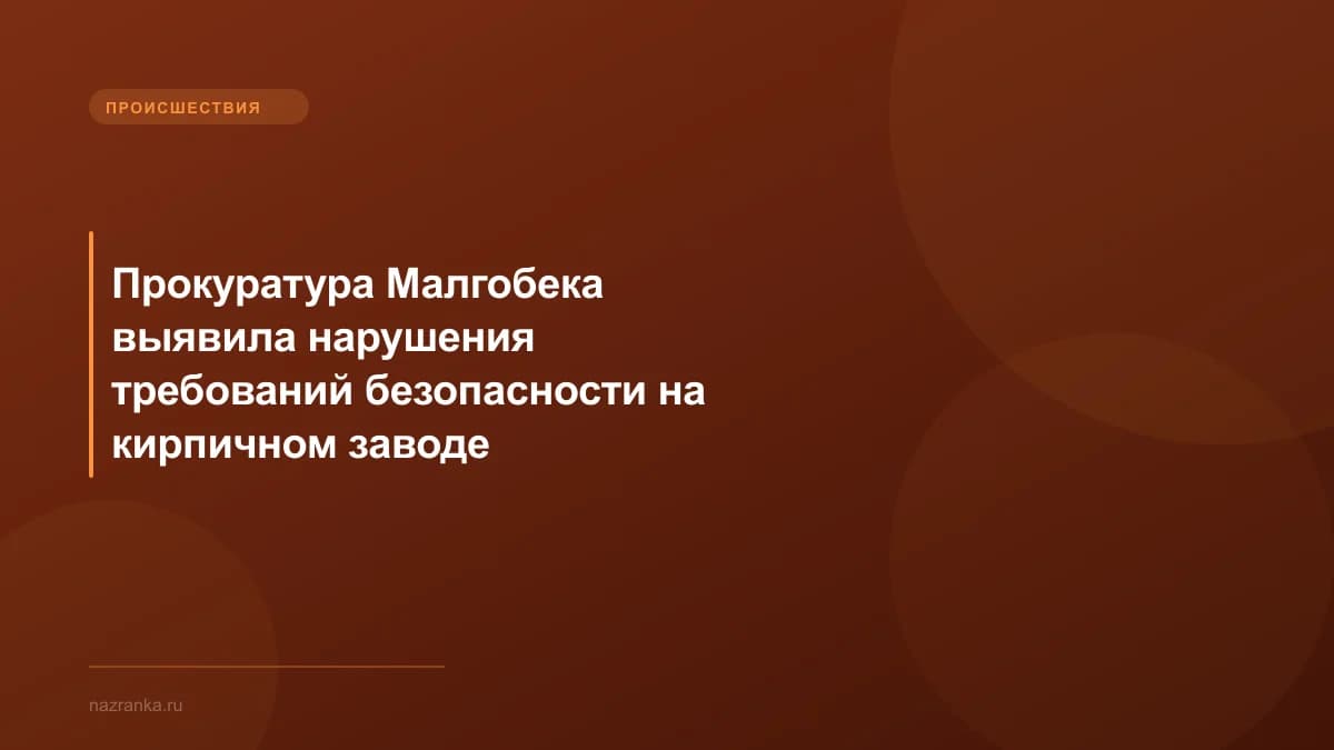 Прокуратура Малгобека выявила нарушения требований безопасности на кирпичном заводе