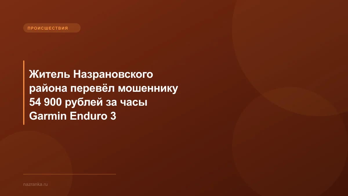 Житель Назрановского района перевёл мошеннику 54 900 рублей за часы Garmin Enduro 3