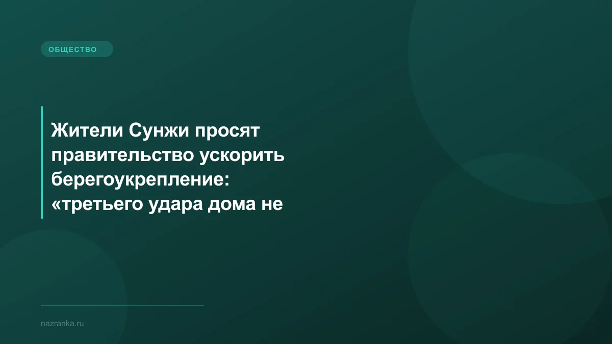 Жители Сунжи просят правительство ускорить берегоукрепление: «третьего удара дома не выдержат»